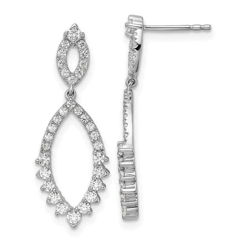 14K Weißgold Mode-Ohrhänger mit Stecker-Verschluss, 0,875 ct. Laborgezüchtete Diamanten VS/SI+ G+