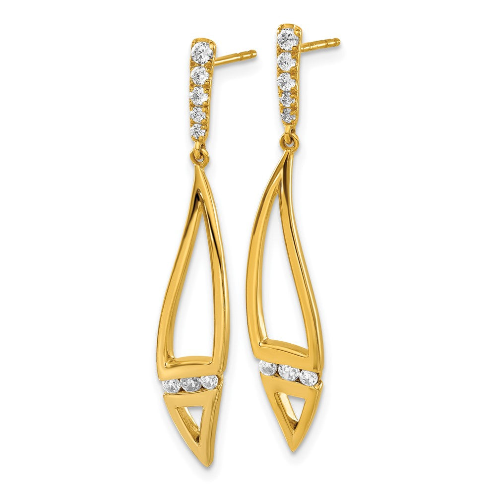 14K Gelbgold Ohrhänger mit Labordiamanten VS/SI+ G+ und gebogenem Ohrstift