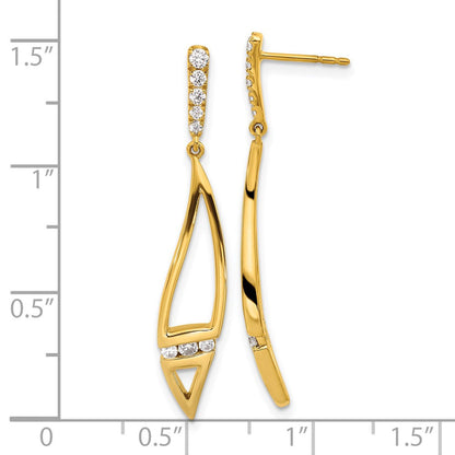 14K Gelbgold Ohrhänger mit Labordiamanten VS/SI+ G+ und gebogenem Ohrstift