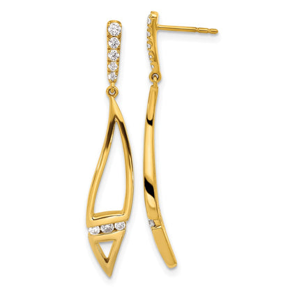 14K Gelbgold Ohrhänger mit Labordiamanten VS/SI+ G+ und gebogenem Ohrstift
