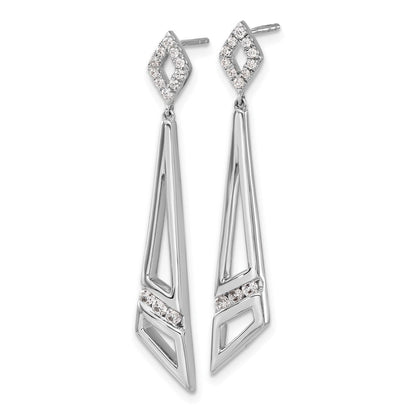 14K Weißgold Labor-Diamant VS/SI+ G+ Dreieck Ohrhänger mit Steckverschluss