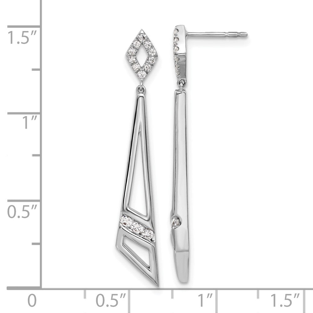 14K Weißgold Labor-Diamant VS/SI+ G+ Dreieck Ohrhänger mit Steckverschluss
