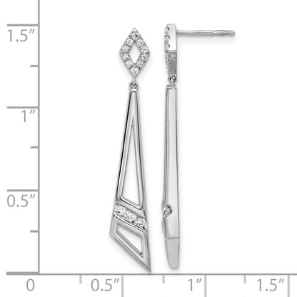 14K Weißgold Labor-Diamant VS/SI+ G+ Dreieck Ohrhänger mit Steckverschluss