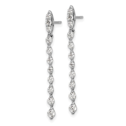 14K Weißgold Ohrhänger mit Stecker, 1 ct. laborgezüchteter Diamant, VS/SI+ G+