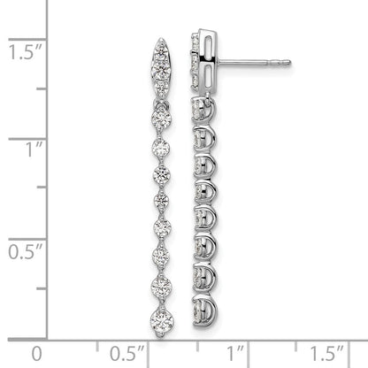 14K Weißgold Ohrhänger mit Stecker, 1 ct. laborgezüchteter Diamant, VS/SI+ G+