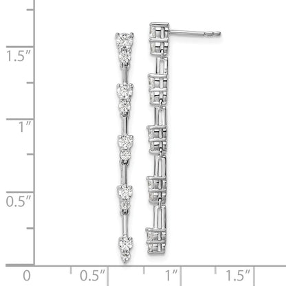 14K Weißgold Ohrhänger mit Stecker, im Labor gezüchtete Diamanten, 1 ct., VS/SI+ G+