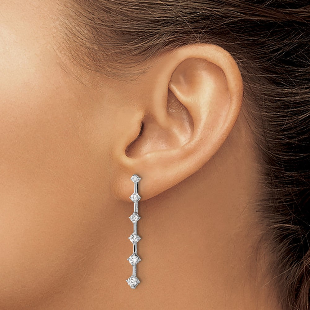 14K Weißgold 1 ct. Laborgezüchtete Diamant VS/SI+ G+ Sechs-Stein Ohrhänger-Ohrstecker