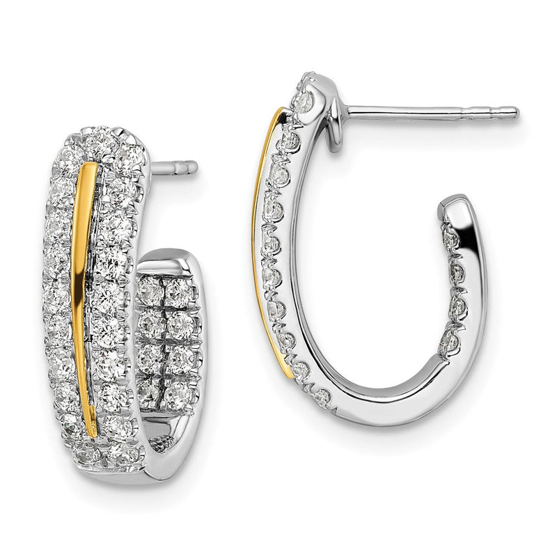 14K Weißgold Bicolor Im Labor Gezüchtet Diamant Vs/si Fgh in und Außen J Creolen
