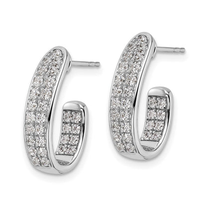 14K Weißgold 1 ct. Laborgezüchteter Diamant VS/SI+ G+ Innen-und-Außen J-Creolen-Ohrringe