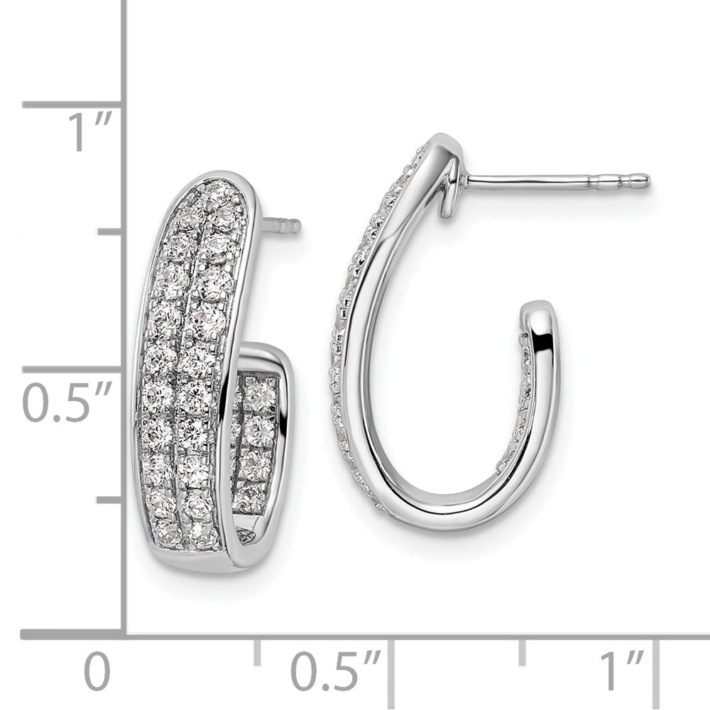 14K Weißgold 1 ct. Laborgezüchteter Diamant VS/SI+ G+ Innen-und-Außen J-Creolen-Ohrringe
