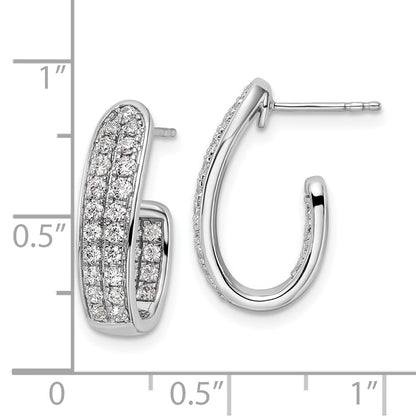 14K Weißgold 1 ct. Laborgezüchteter Diamant VS/SI+ G+ Innen-und-Außen J-Creolen-Ohrringe