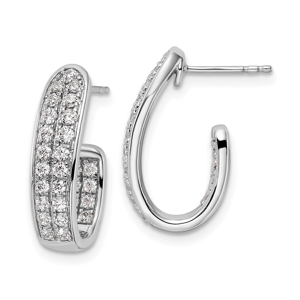 14K Weißgold 1 ct. Laborgezüchteter Diamant VS/SI+ G+ Innen-und-Außen J-Creolen-Ohrringe