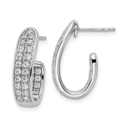 14K Weißgold 1 ct. Laborgezüchteter Diamant VS/SI+ G+ Innen-und-Außen J-Creolen-Ohrringe