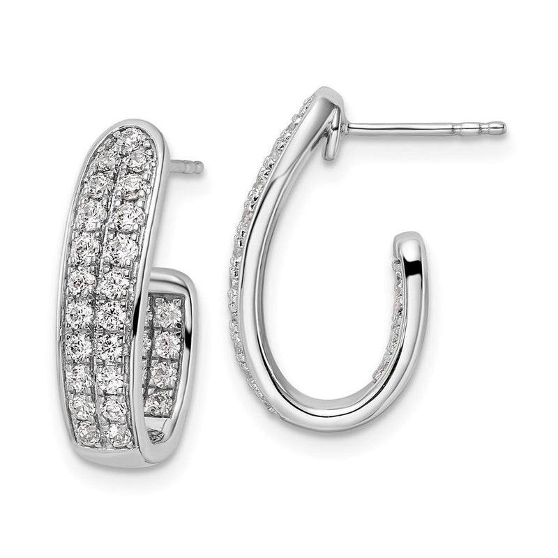 14K Weißgold 1 ct. Laborgezüchteter Diamant VS/SI+ G+ Innen-und-Außen J-Creolen-Ohrringe