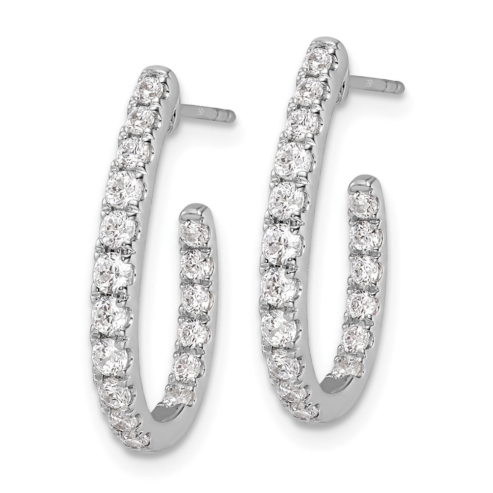 14K Weißgold Innen-und-Außen-J-Creolen mit 1 ct. Laborgezüchtetem Diamant VS/SI+ G+