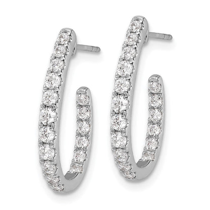 14K Weißgold Innen-und-Außen-J-Creolen mit 1 ct. Laborgezüchtetem Diamant VS/SI+ G+