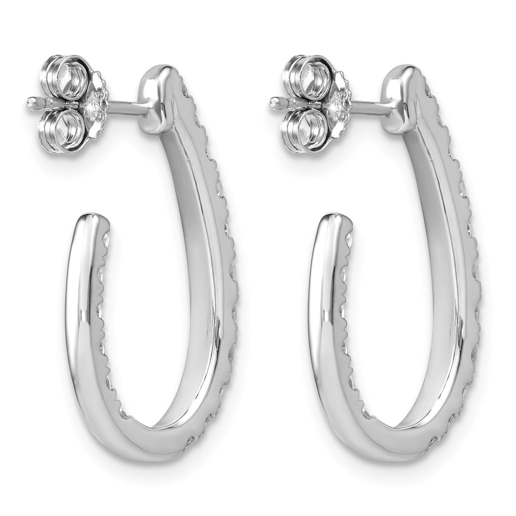 14K Weißgold Innen-und-Außen-J-Creolen mit 1 ct. Laborgezüchtetem Diamant VS/SI+ G+
