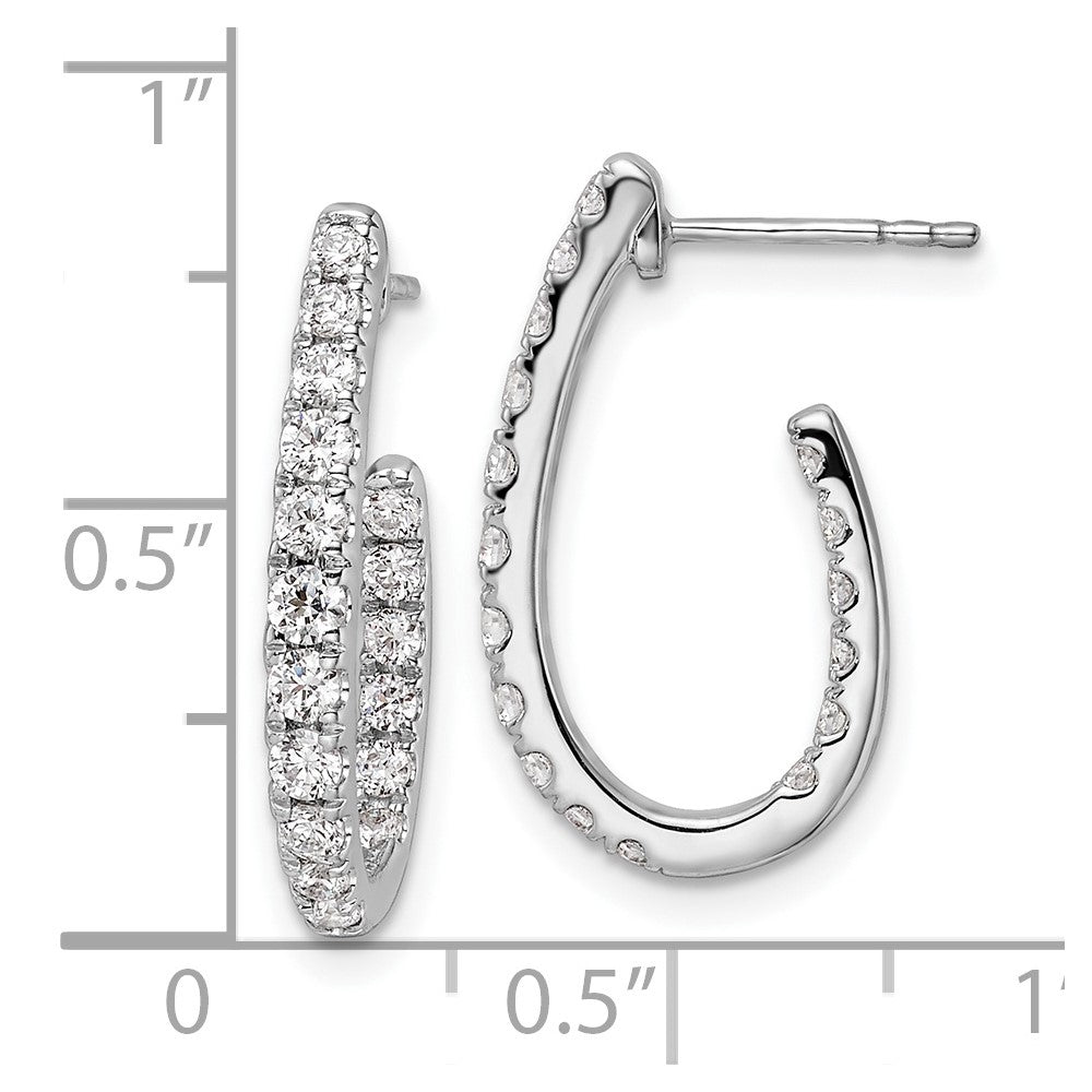 14K Weißgold Innen-und-Außen-J-Creolen mit 1 ct. Laborgezüchtetem Diamant VS/SI+ G+
