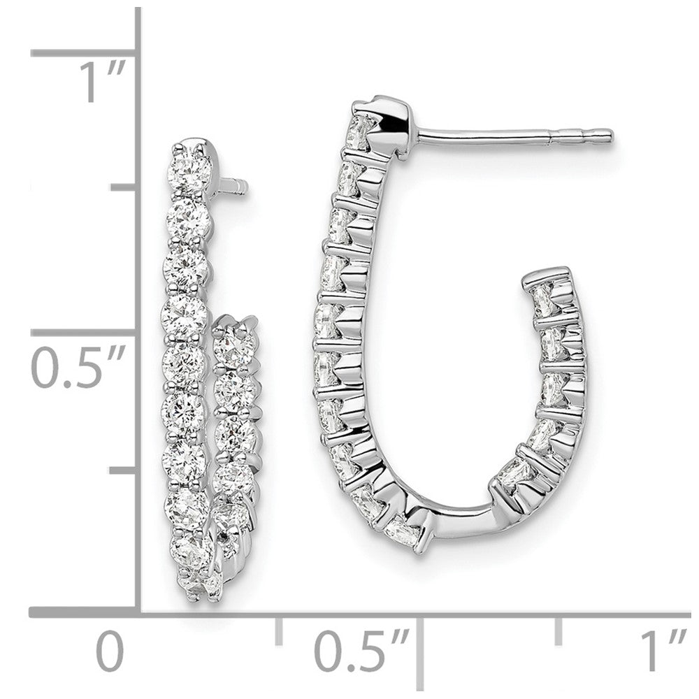 14K Weißgold Labordiamant Innen-und-Außen J-Creolen, 1 ct., VS/SI+ G+