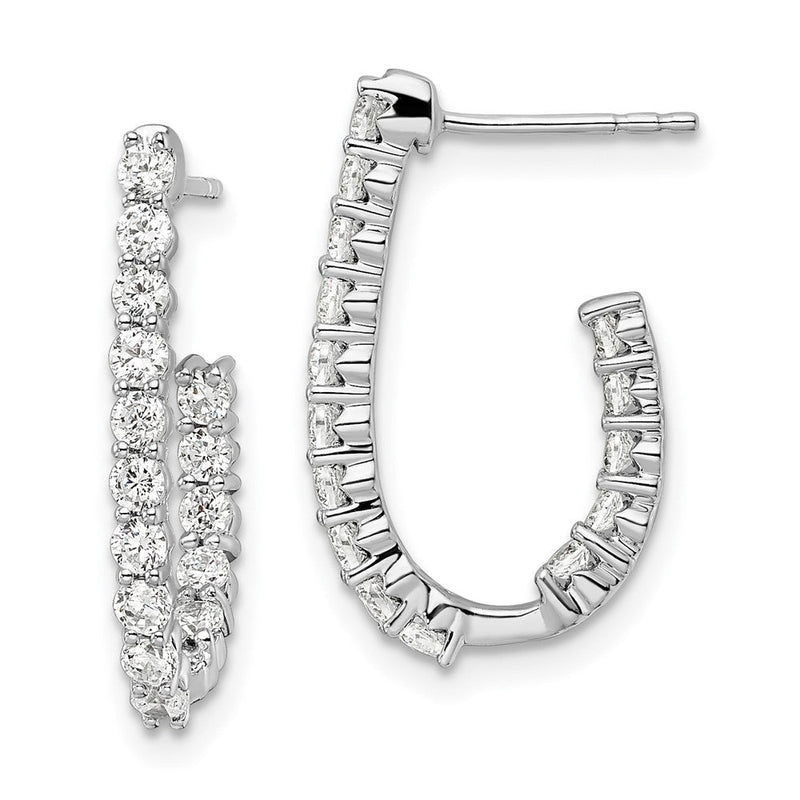14K Weißgold Labordiamant Innen-und-Außen J-Creolen, 1 ct., VS/SI+ G+