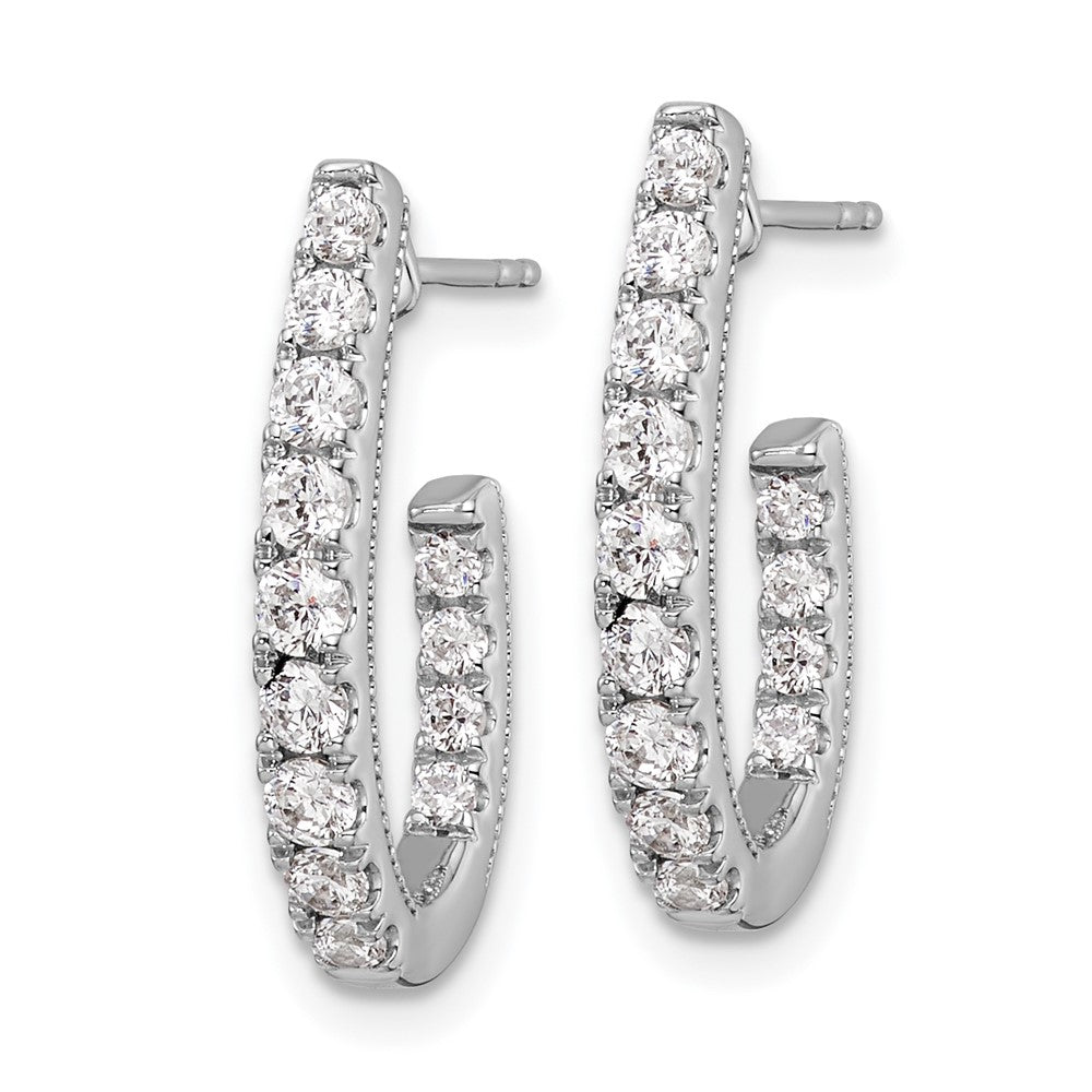14K Weißgold 1 ct. Labor gezüchtete Diamant VS/SI+ G+ Komplett Innen und Außen besetzte J-Hoop Creolen Ohrringe