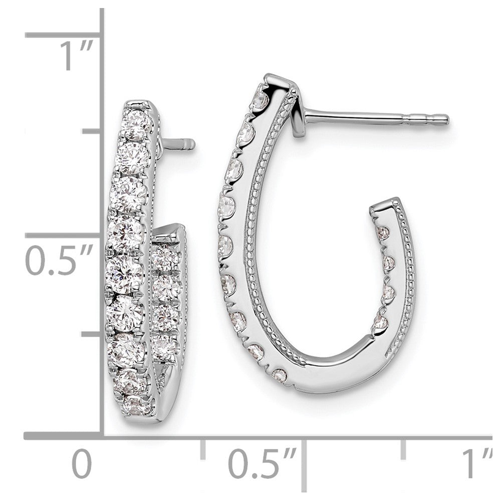14K Weißgold 1 ct. Labor gezüchtete Diamant VS/SI+ G+ Komplett Innen und Außen besetzte J-Hoop Creolen Ohrringe