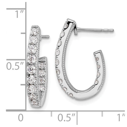14K Weißgold 1 ct. Labor gezüchtete Diamant VS/SI+ G+ Komplett Innen und Außen besetzte J-Hoop Creolen Ohrringe