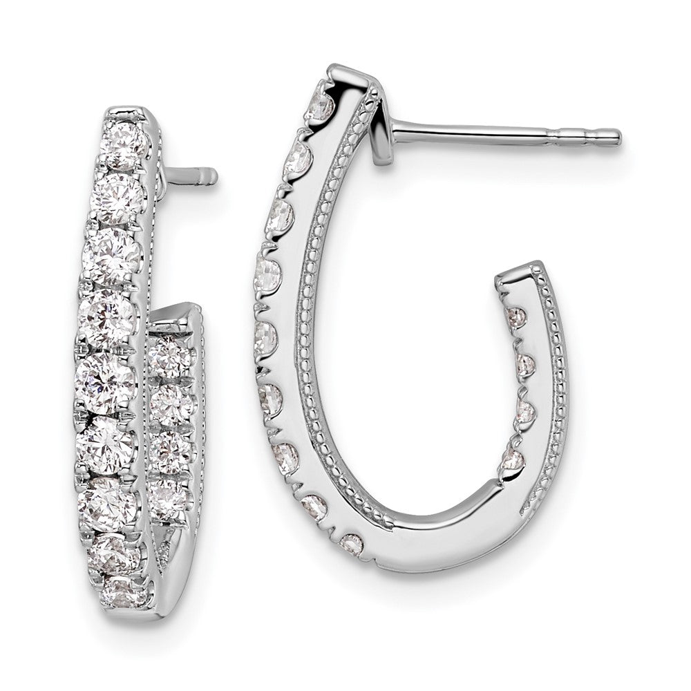 14K Weißgold 1 ct. Labor gezüchtete Diamant VS/SI+ G+ Komplett Innen und Außen besetzte J-Hoop Creolen Ohrringe