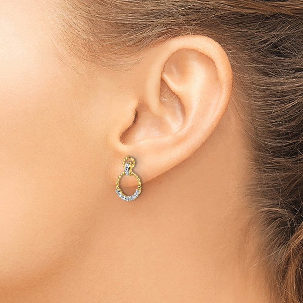 14K Gelbgold 1/4 Karat Im Labor Gezüchtet Diamant Vs/si+ G+ Kreis Hängend Ohrstecker