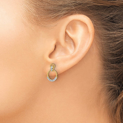 14K Gelbgold 1/4 Karat Im Labor Gezüchtet Diamant Vs/si+ G+ Kreis Hängend Ohrstecker