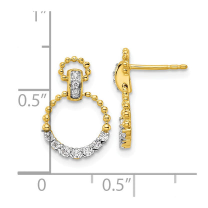14K Gelbgold 1/4 Karat Im Labor Gezüchtet Diamant Vs/si+ G+ Kreis Hängend Ohrstecker