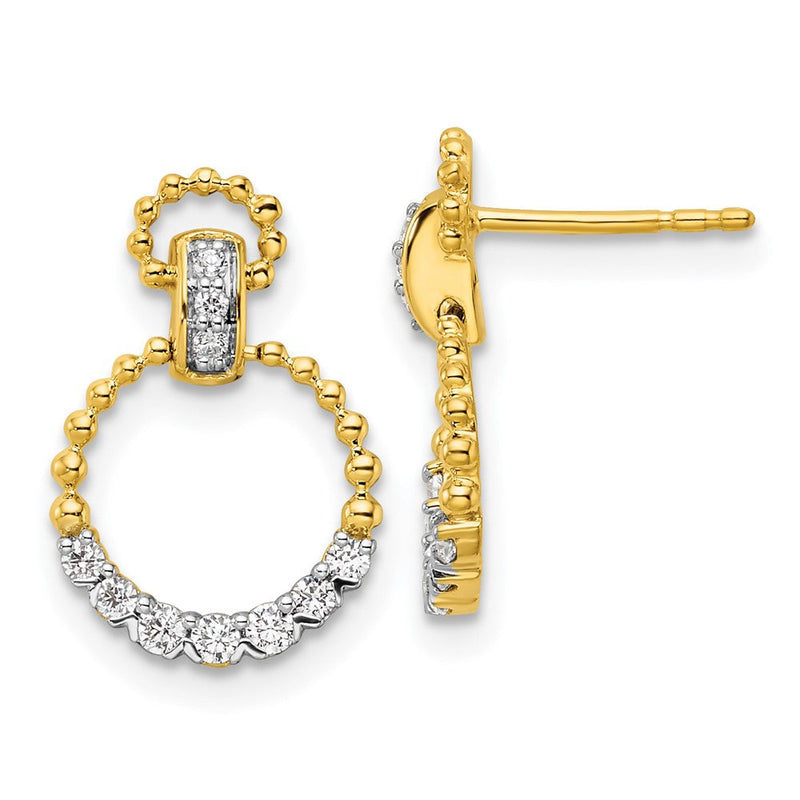 14K Gelbgold 1/4 Karat Im Labor Gezüchtet Diamant Vs/si+ G+ Kreis Hängend Ohrstecker