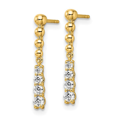 14K Gelbgold Ohrhänger mit Stecker, Perlenbesetzter Stab, 0,33 ct. Laborgezüchtete Diamanten, VS/SI+ G+