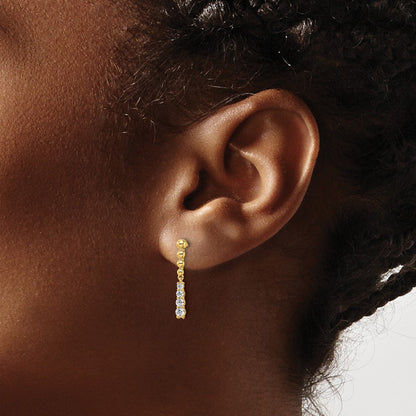 14K Gelbgold Ohrhänger mit Stecker, Perlenbesetzter Stab, 0,33 ct. Laborgezüchtete Diamanten, VS/SI+ G+