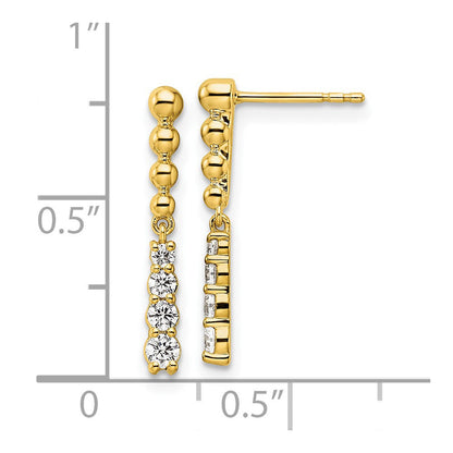 14K Gelbgold Ohrhänger mit Stecker, Perlenbesetzter Stab, 0,33 ct. Laborgezüchtete Diamanten, VS/SI+ G+