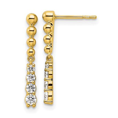14K Gelbgold Ohrhänger mit Stecker, Perlenbesetzter Stab, 0,33 ct. Laborgezüchtete Diamanten, VS/SI+ G+