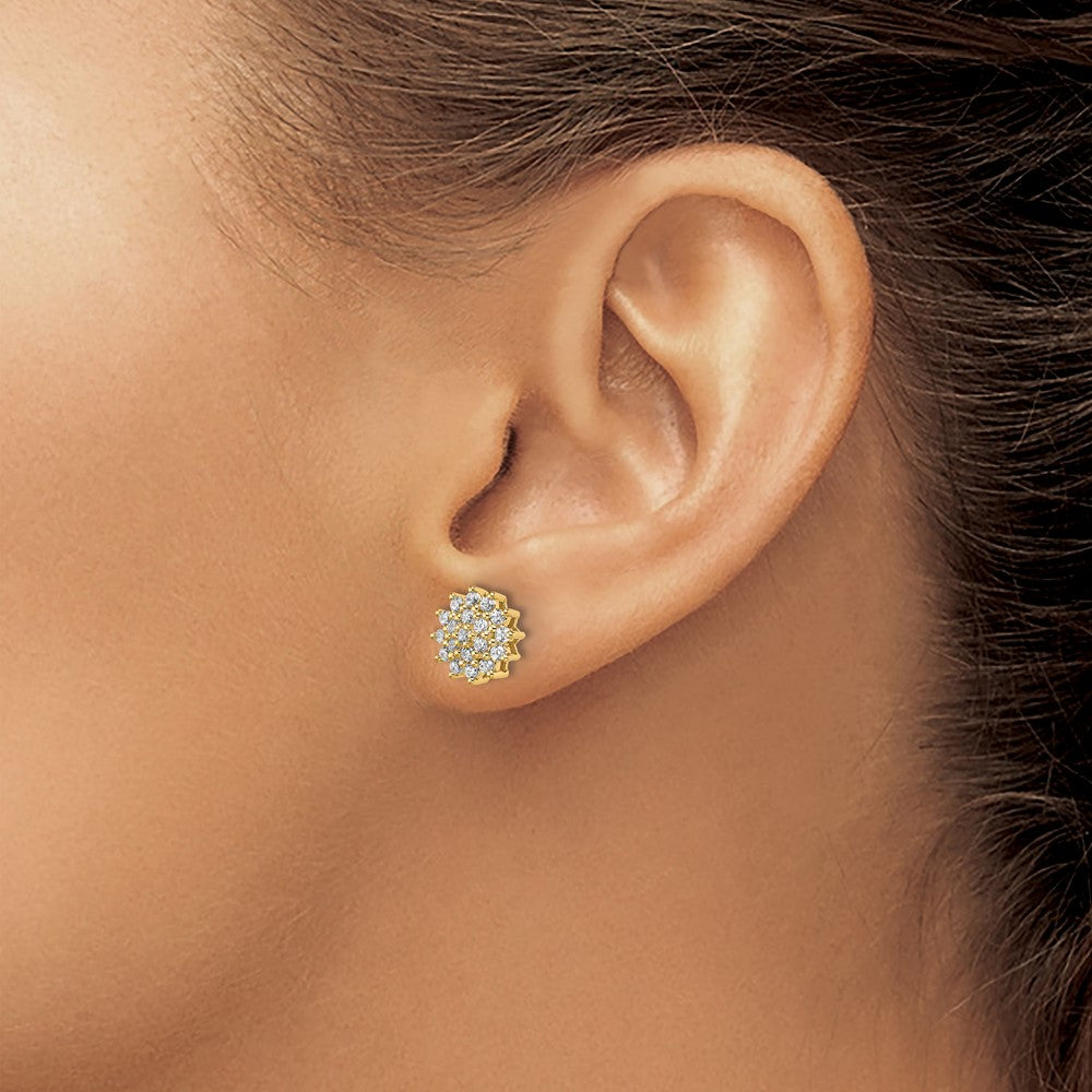 14K Gelbgold Ohrstecker mit 0,5 ct. laborgezüchtetem Diamant-Cluster, VS/SI+ G+