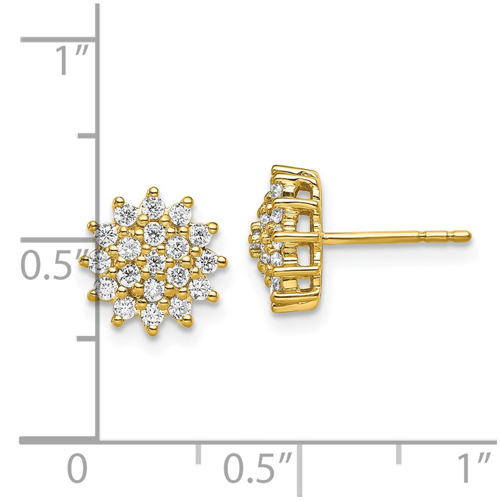 14K Gelbgold Ohrstecker mit 0,5 ct. laborgezüchtetem Diamant-Cluster, VS/SI+ G+