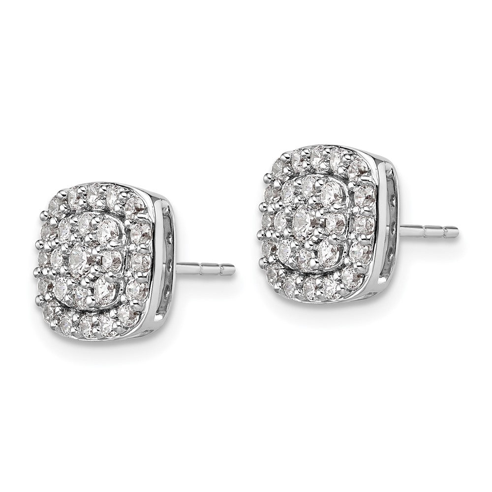 14K Weißgold Ohrstecker mit 0,875 ct. Labor-Diamanten VS/SI+ G+, quadratischem Halo