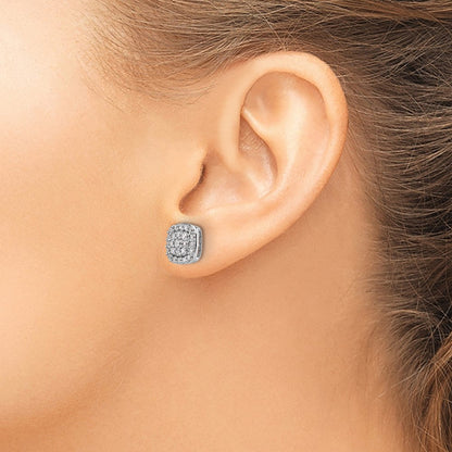 14K Weißgold Ohrstecker mit 0,875 ct. Labor-Diamanten VS/SI+ G+, quadratischem Halo