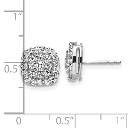 14K Weißgold Ohrstecker mit 0,875 ct. Labor-Diamanten VS/SI+ G+, quadratischem Halo