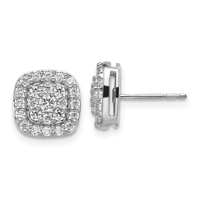 14K Weißgold Ohrstecker mit 0,875 ct. Labor-Diamanten VS/SI+ G+, quadratischem Halo