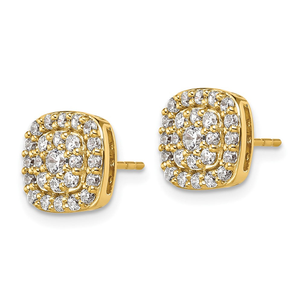 14K Gelbgold 7/8 Karat Im Labor Gezüchtet Diamant Vs/si+ G+ Komplett Quadratisch Heiligenschein Ohrstecker