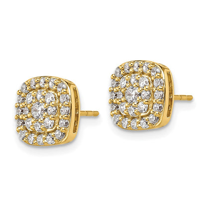 14K Gelbgold 7/8 Karat Im Labor Gezüchtet Diamant Vs/si+ G+ Komplett Quadratisch Heiligenschein Ohrstecker