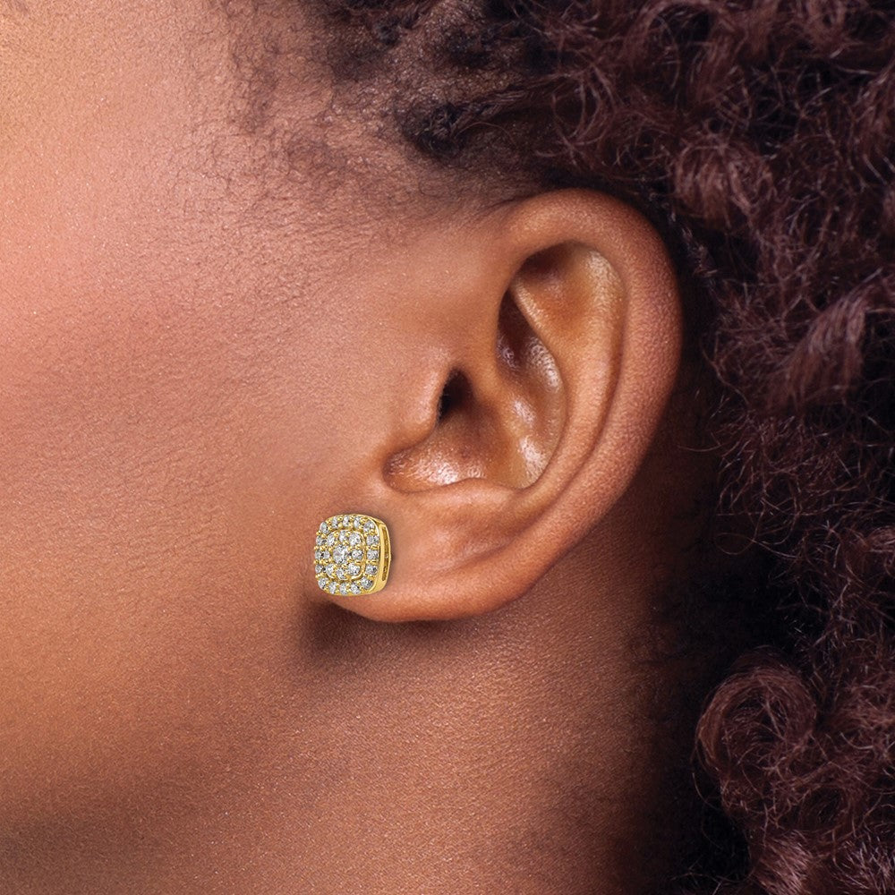 14K Gelbgold 7/8 Karat Im Labor Gezüchtet Diamant Vs/si+ G+ Komplett Quadratisch Heiligenschein Ohrstecker