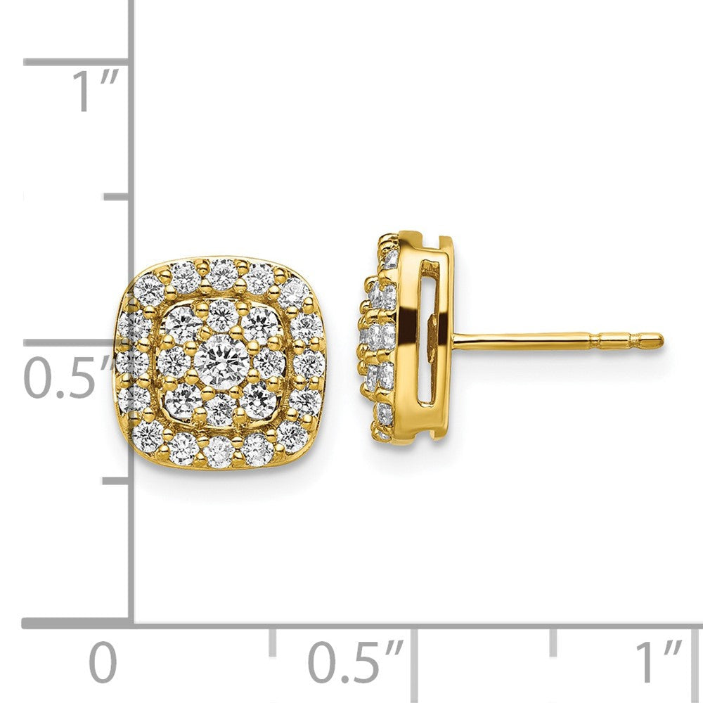 14K Gelbgold 7/8 Karat Im Labor Gezüchtet Diamant Vs/si+ G+ Komplett Quadratisch Heiligenschein Ohrstecker