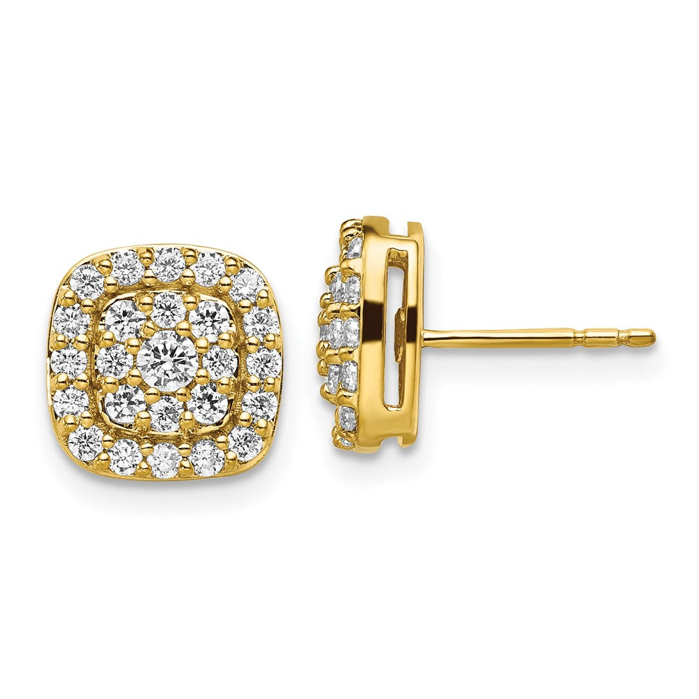 14K Gelbgold 7/8 Karat Im Labor Gezüchtet Diamant Vs/si+ G+ Komplett Quadratisch Heiligenschein Ohrstecker