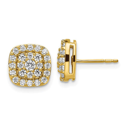 14K Gelbgold 7/8 Karat Im Labor Gezüchtet Diamant Vs/si+ G+ Komplett Quadratisch Heiligenschein Ohrstecker