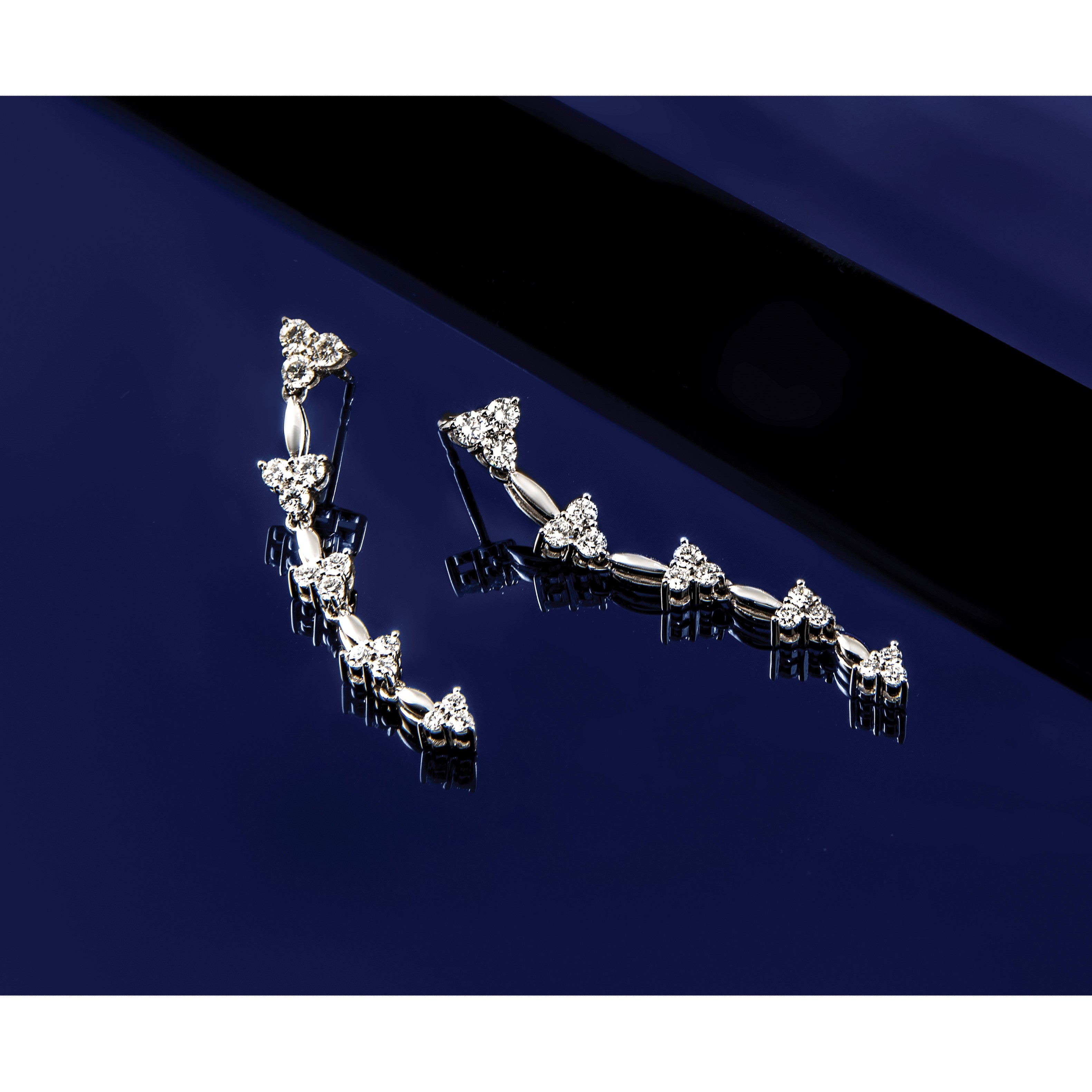 14K Weißgold Ohrhänger mit 1 ct. Labordiamant, Marquise-Cluster, VS/SI+ G+