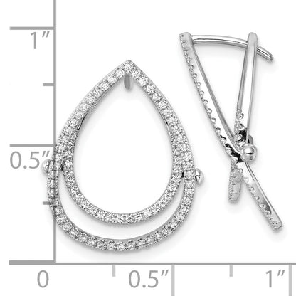 14K Weißgold Ohrringe mit Klappmechanik im Tropfen-Design mit Labor gezüchteten Diamanten, VS/SI+ G+